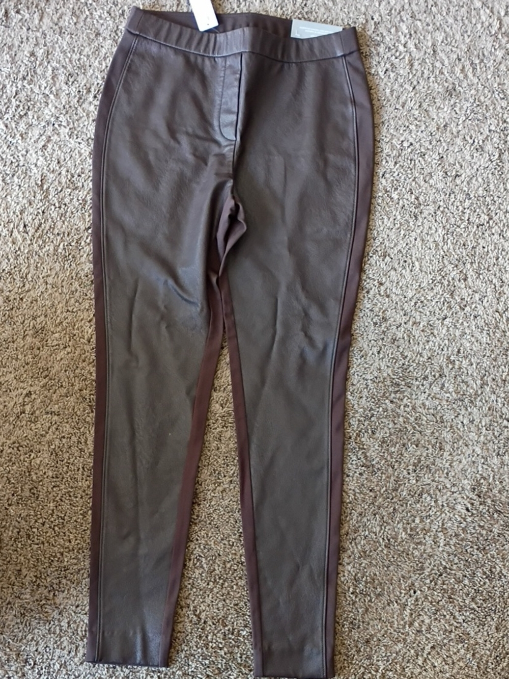 Womans Brown Faux Leather Slim Pants